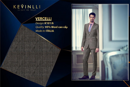 K101/8 Vercelli CVM - Vải Suit 95% Wool - Xám Trơn